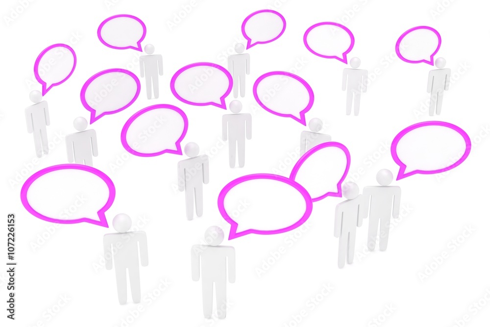 people with talk bubbles isolated over a white background. 3d rendering. people with talk bubbles isolated over a white background. 3d rendering.