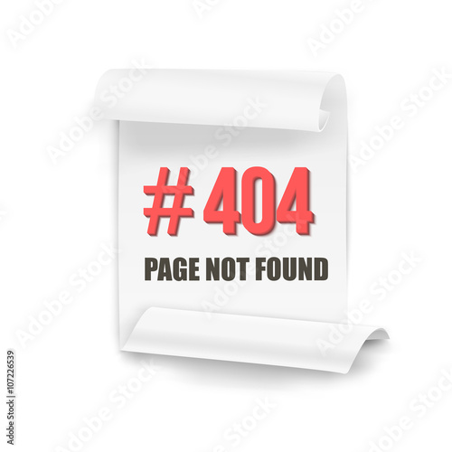 Error 404 Vector Folded Paper Banner. Page Not Found Template wi
