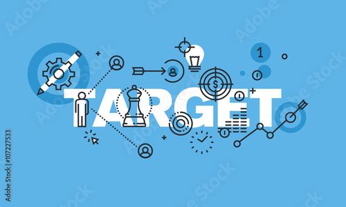 Modern thin line design concept for TARGET website banner. Vector illustration concept for business strategy and planning, marketing, business development.