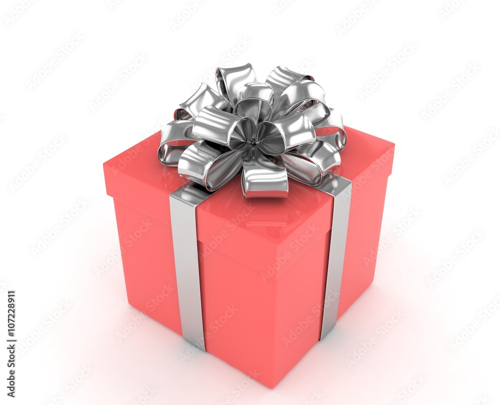 Obraz premium gift box with bows isolated on white. 3d rendering.