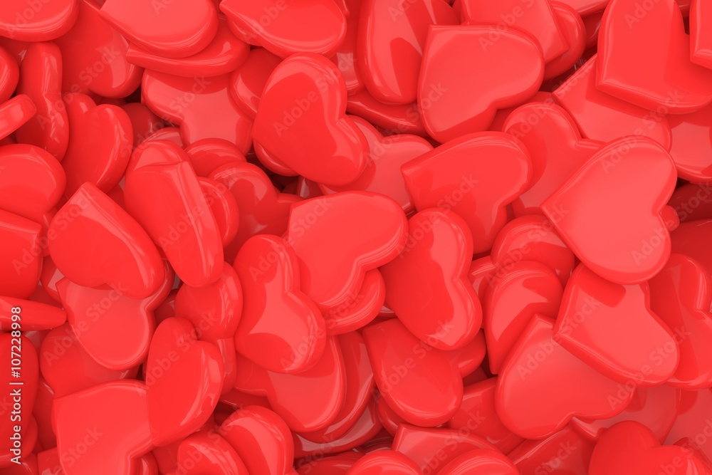 background made from many hearts. 3d rendering.