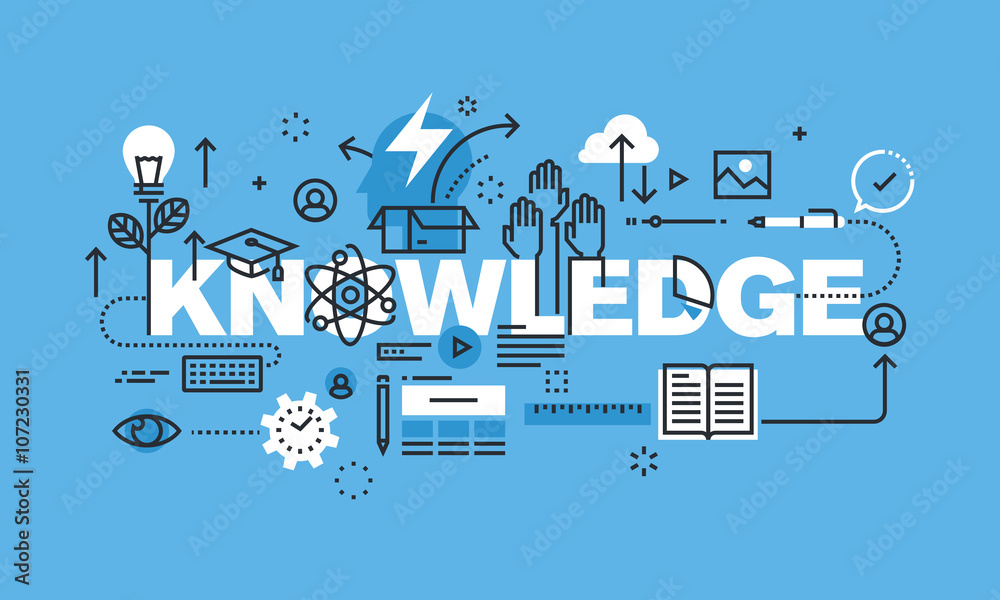 Modern thin line design concept for KNOWLEDGE website banner. Vector illustration concept for university and education. 