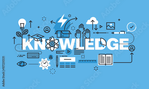 Modern thin line design concept for KNOWLEDGE website banner. Vector illustration concept for university and education. 