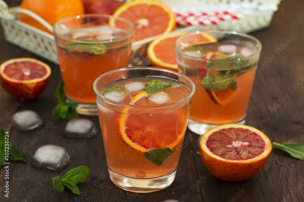 lemonade with red oranges, refreshing drink lemonade with red oranges, refreshing drink