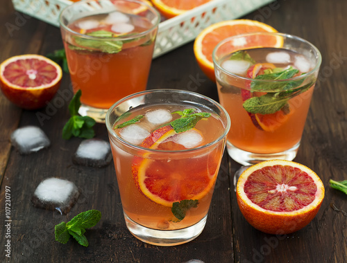lemonade with red oranges, refreshing drink