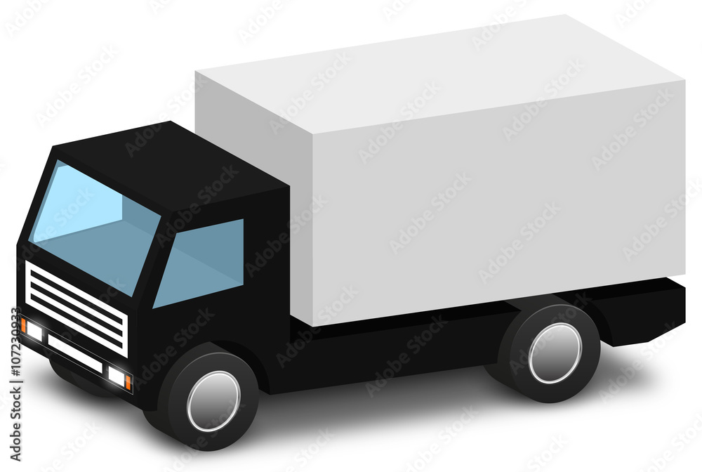 Isometric Truck Icon 3D with Shadow Isometric Truck Icon 3D with Shadow
