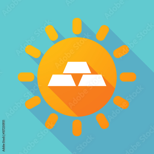 Long shadow sun with three gold bullions