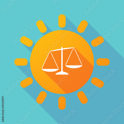 Long shadow sun with  an unbalanced weight scale