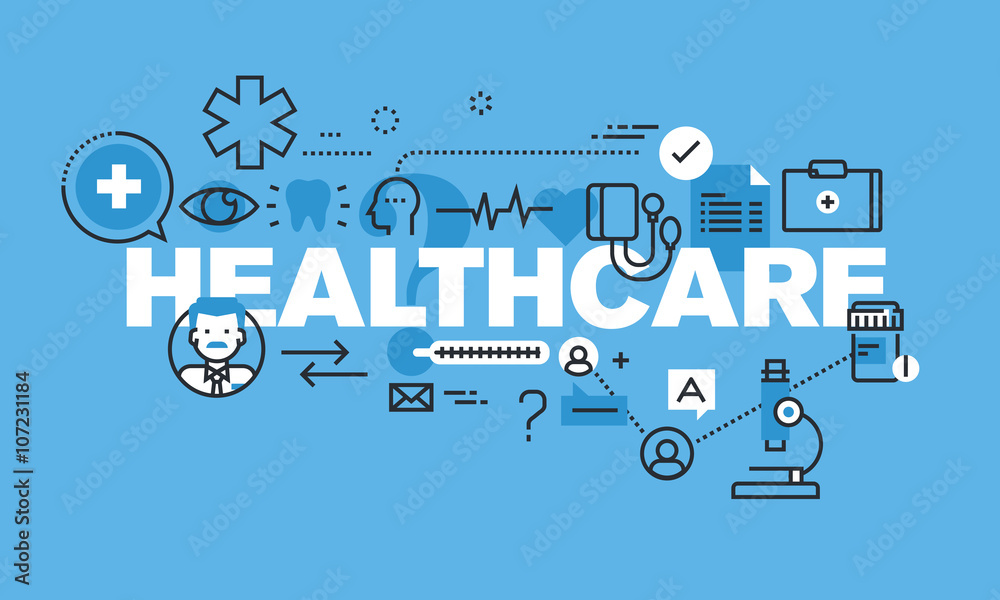 Modern thin line design concept for HEALTHCARE website banner. Vector illustration concept for healthcare diagnosis and treatment. Modern thin line design concept for HEALTHCARE website banner. Vector illustration concept for healthcare diagnosis and treatment.