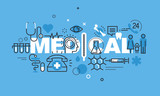 Modern thin line design concept for MEDICAL website banner. Vector illustration concept for medical services and support.