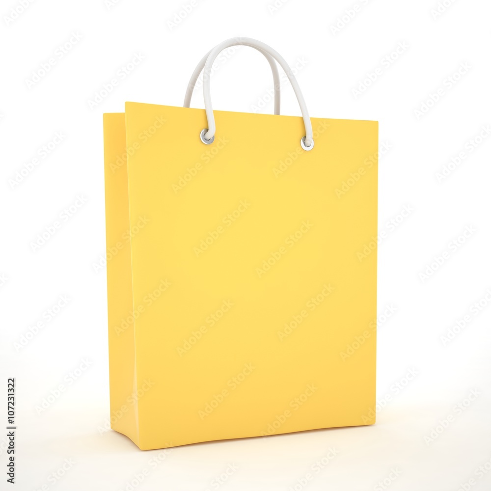 Paper Shopping Bag isolated on white background. 3d rendering. Paper Shopping Bag isolated on white background. 3d rendering.