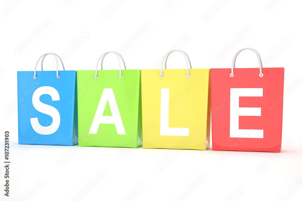 sale written on shopping bag. 3d rendering. sale written on shopping bag. 3d rendering.