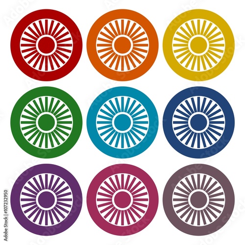 Jet engine icons set