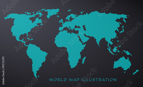Dotted world map isolated
