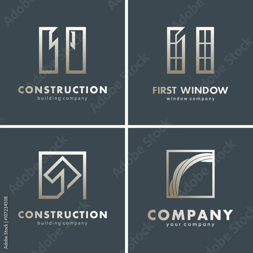 Building logo set, vector logo template. A collection of logos recommended for construction companies, window companies, for repairs, finishing works