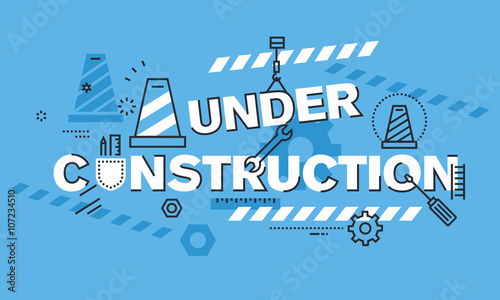 Modern thin line design concept for UNDER CONSTRUCTION website background or banner. Vector illustration concept for information that the process of website or web page construction is taking place.