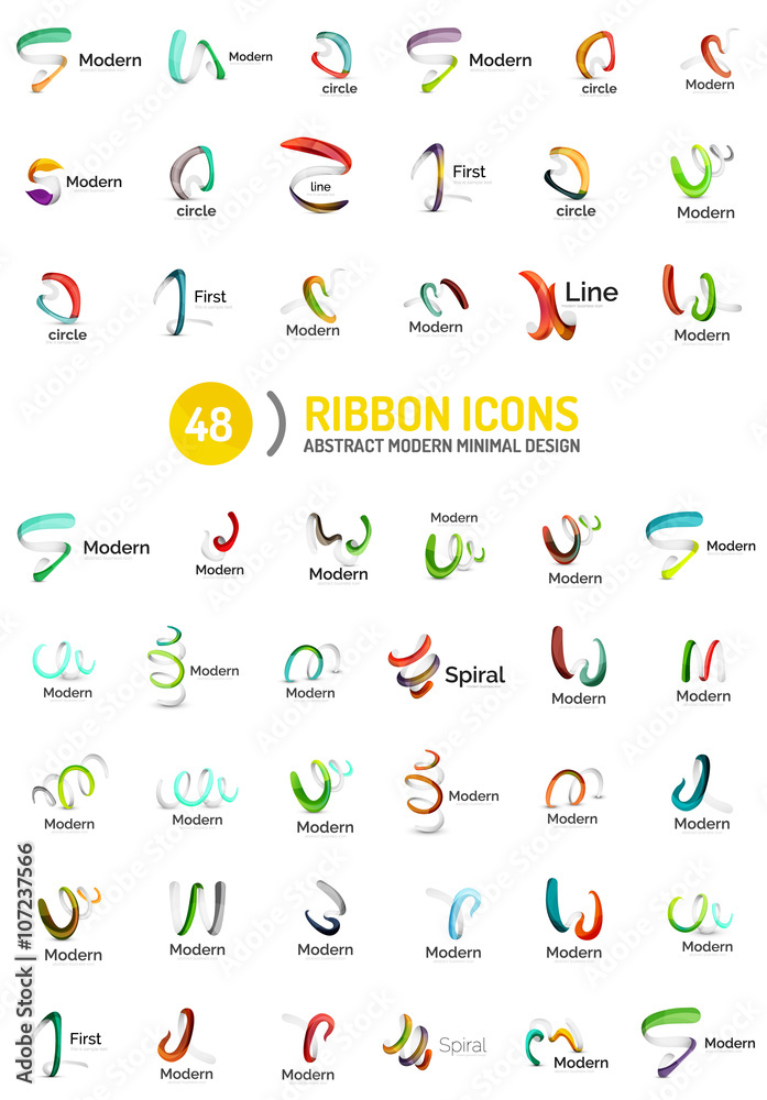 Vector line ribbon logo set