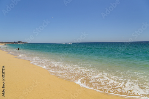 Sandy Beach View of Waves at Beach in Mexico  Cabo San Lucas