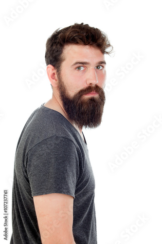 Pensive men with long beard