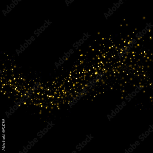 Gold glittering sparks light tail background