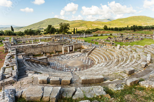 ruins of theater in Ancient Messinia, Greece, Europe photo