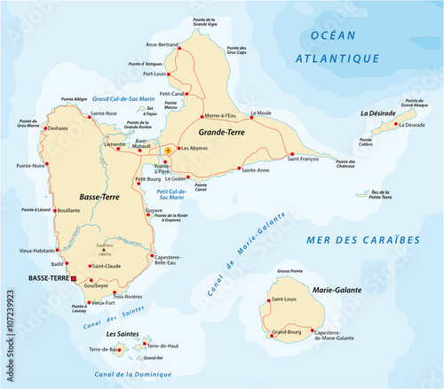 Road map of Guadeloupe
