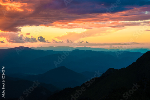 Landscape mountain early morning sky scene