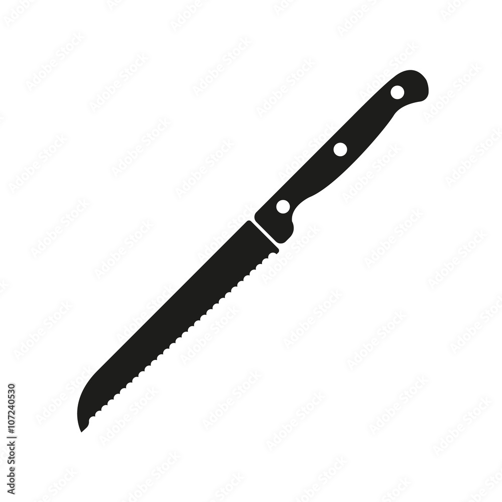 The knife for cutting bread icon. Knife and chef, kitchen symbol.UI. Web. Logo. Sign. Flat design. App. The knife for cutting bread icon. Knife and chef, kitchen symbol.UI. Web. Logo. Sign. Flat design. App.