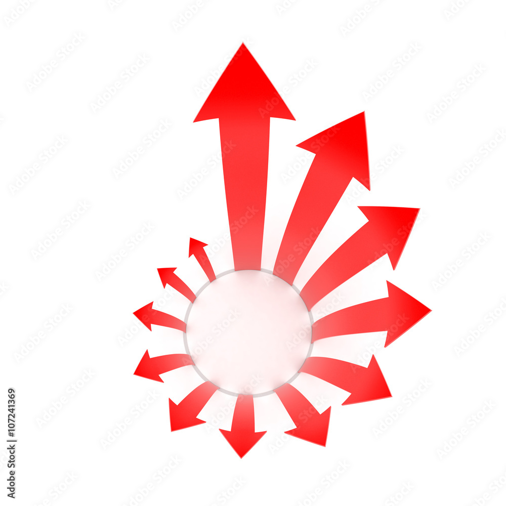 3d red arrows in circle development business concept isolated on white 3d red arrows in circle development business concept isolated on white