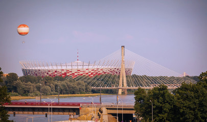 Stadion Narodowy w Warszawie. Widoczny równiez Most Świetokrzyski