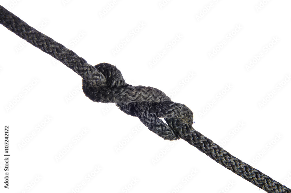 Knot on a Bright Nylon Rope, Black Background. Double Rope Tied Stock Photo  - Image of sturdy, line: 171898072