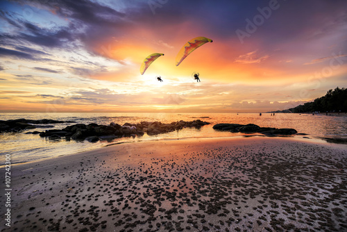 Beach sunset, Beautiful natural summer seascape.