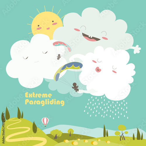 Two paragliders on sky