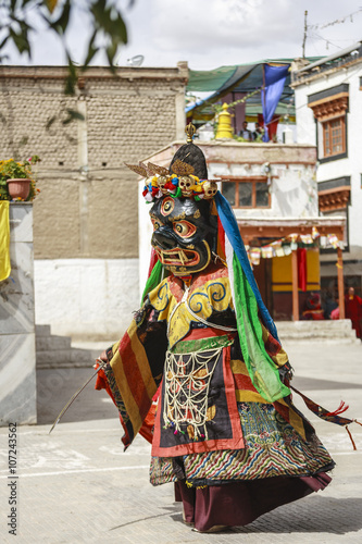 An unidentified buddhist lamas dressed in mystical mask dancing Tsam mystery dance in time of Yuru Kabgyat Buddhist festival at Lamayuru Gompa © Nguyen Vu Quan