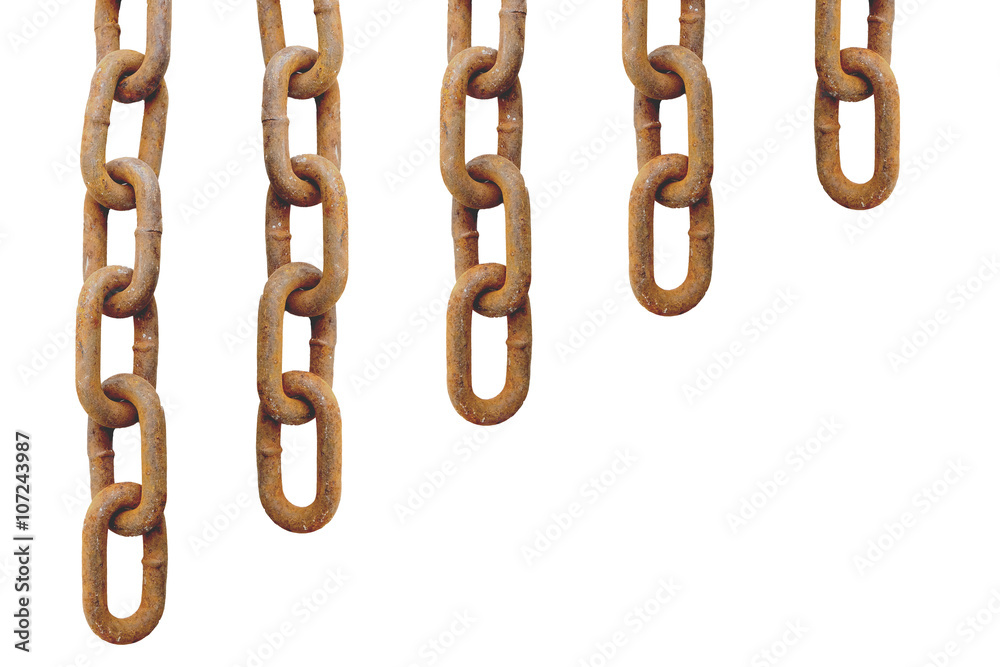 Old iron rusty chain isolated on white background Old iron rusty chain isolated on white background