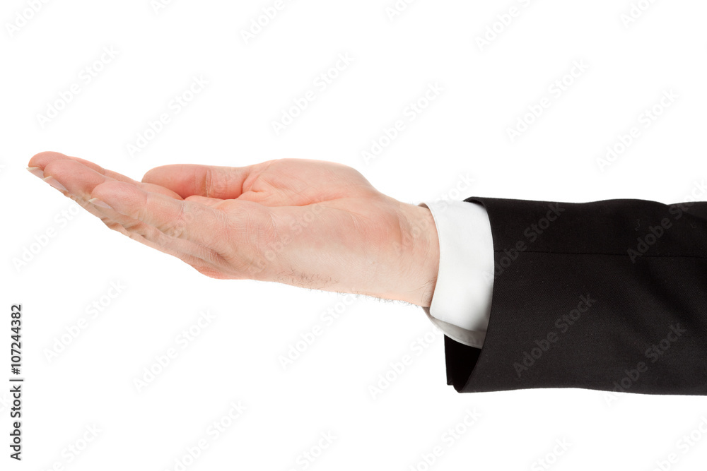 businessman hand palm isolated on white