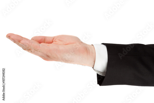 businessman hand palm isolated on white