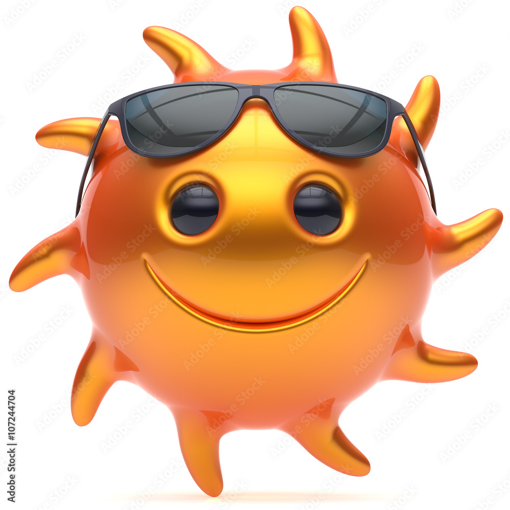 Smile sun face cartoon character star ball cheerful sunglasses summer smile emoticon happy fiery orange sunny heat energy icon. Smiling laughing vacation holiday chilling sunbathing avatar. 3D render Smile sun face cartoon character star ball cheerful sunglasses summer smile emoticon happy fiery orange sunny heat energy icon. Smiling laughing vacation holiday chilling sunbathing avatar. 3D render