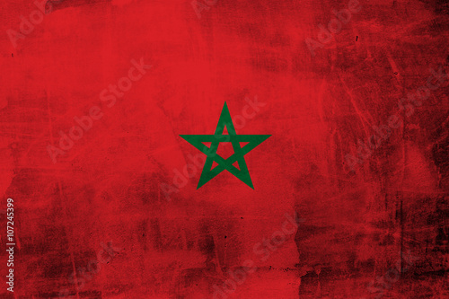 Konstfotografi Grunge Morocco Flag on the concrete wall