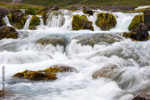 Part of the waterfall Dynjandi, long exposure, Iceland