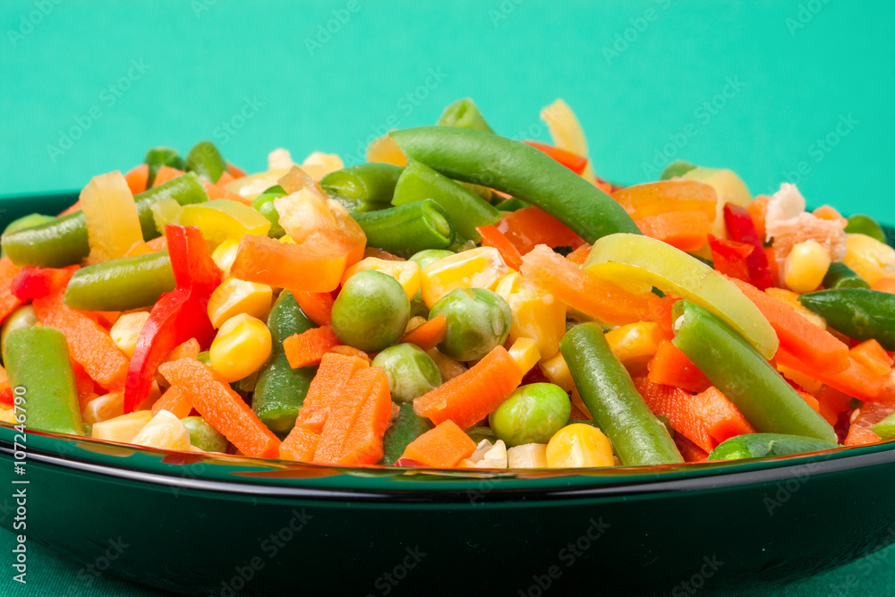 raw vegetable mix on the yellow plate