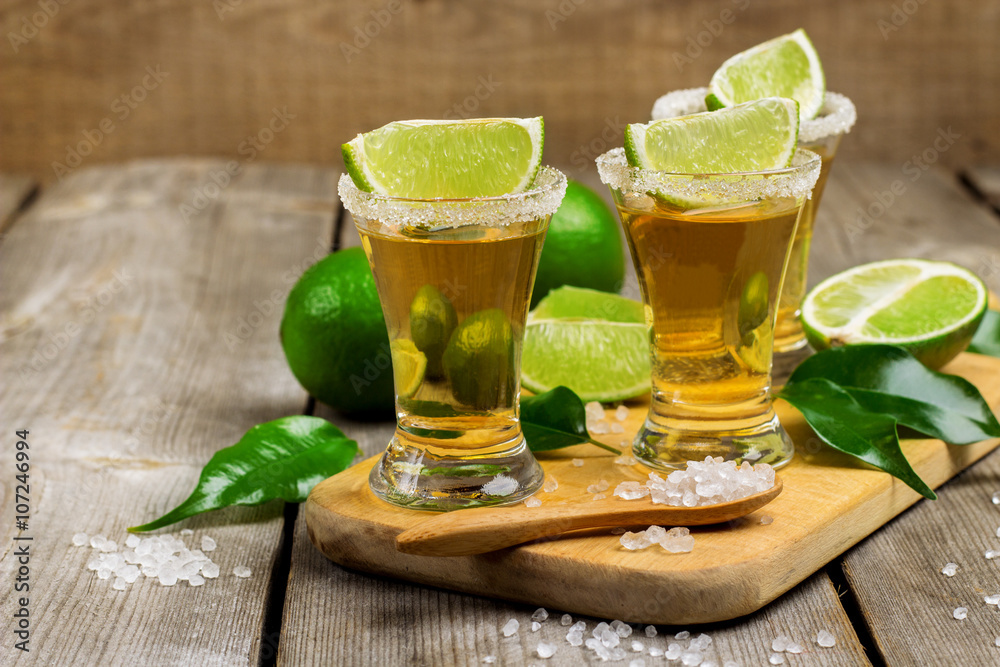 Gold mexican tequila shot Gold mexican tequila shot