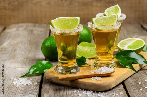 Gold mexican tequila shot