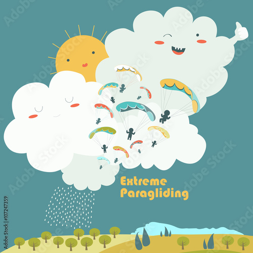 Paragliders on sky