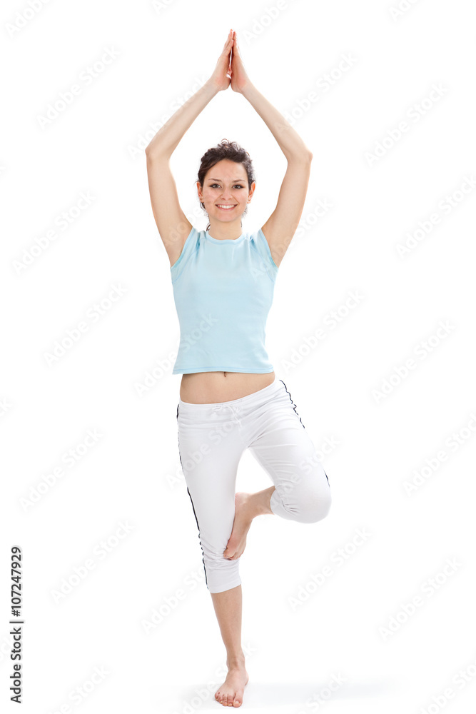 beautiful young woman do yoga isolated on white beautiful young woman do yoga isolated on white