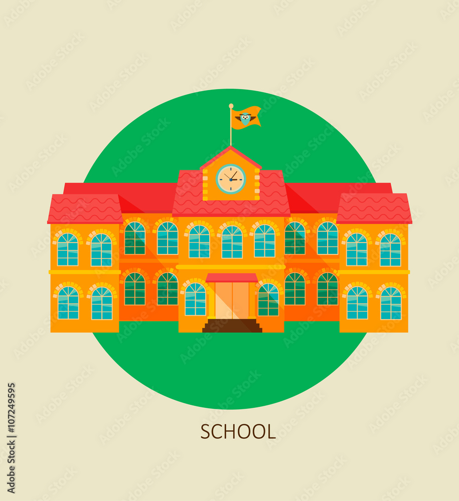 Classical school building icon. Classical school building icon.