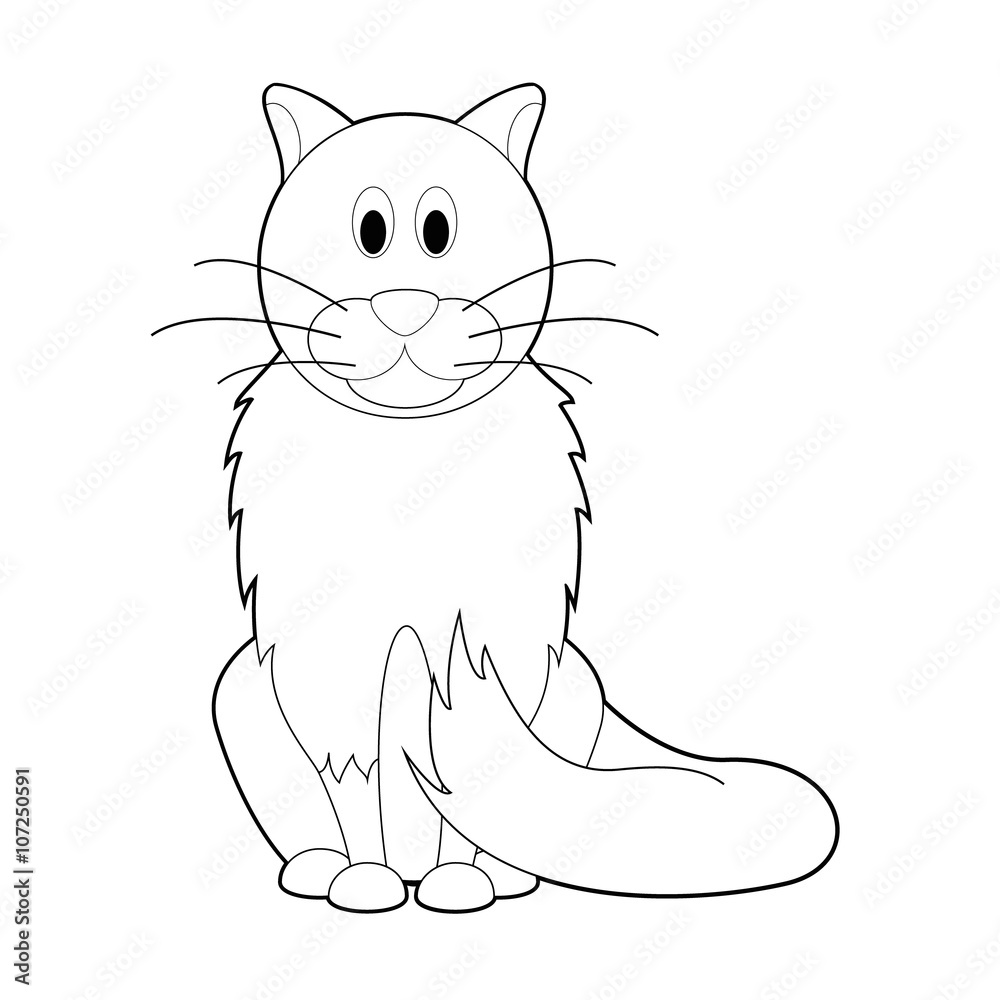Easy Coloring Animals for Kids: Cat Stock Vector | Adobe Stock