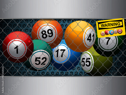 Bingo cage with warning sign