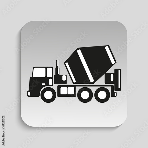 Truck concrete mixer. Vector icon.