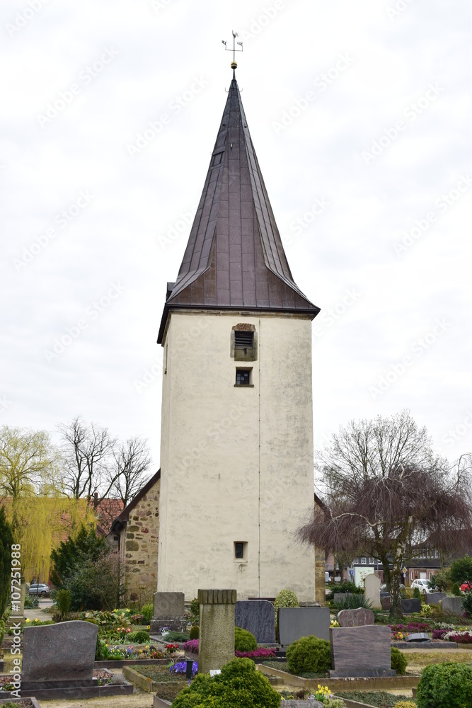 Fototapeta premium St. Nicolai-Kirche in Wiedensahl mit Friedhof